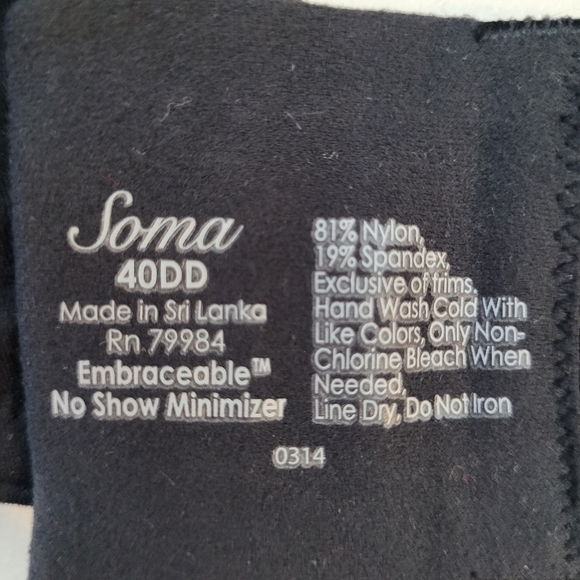 Soma Embraceable Black Minimizer Bra - NWT - Size 40DD - Picture 7 of 7